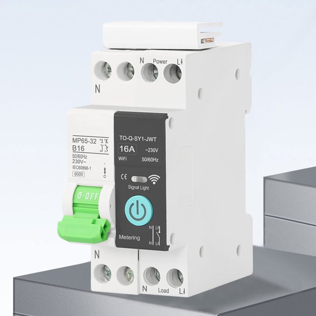 TUYA WIFI Mini Home Circuit Breaker 1P 32A DIN Rail Funciona con Alexa Google Home