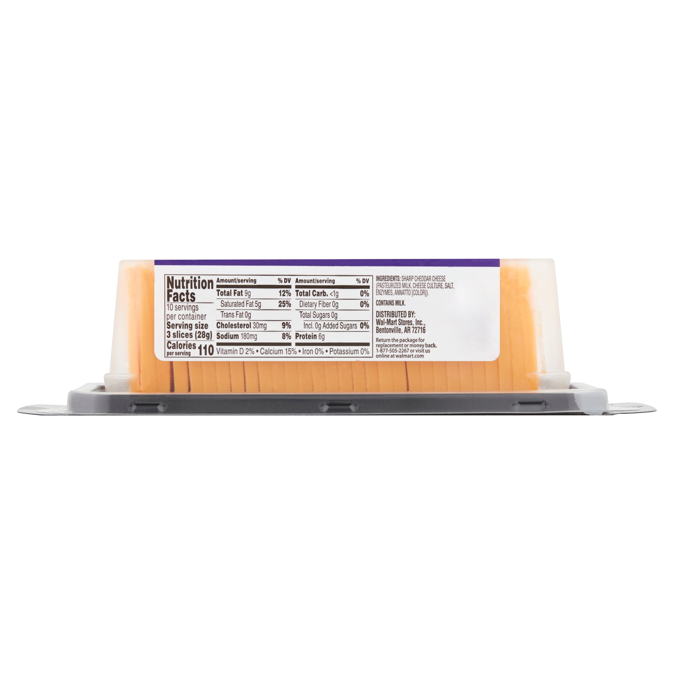 Great Value Cracker Cuts Sliced Sharp Cheddar Cheese, 10 oz, 30 Count
