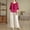 Hot Pink, variant on Linen Set for Women Cotton Linen 3/4 Sleeve Embroidered Tops and Pants Loose Fit for Seniors Embroidered Matching Linen Sets Two Piece Lounge Set for Women Orange M