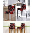 thumbnail image 5 of Black Red Bar Stool Covers Set of 6, White Circle Geometric Abstract Texture Stretch Washable Bar Chair Covers with Backs, Removable Pub Counter Height Chair Cover for Kitchen Dining Room Cafe, 5 of 7