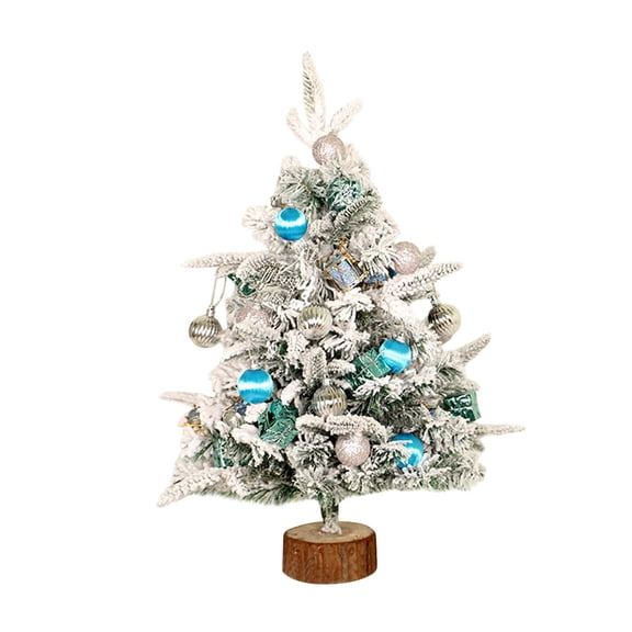 Pre-lit Pre-Decorated Pine Artificial Christmas Tree, 1.47FT Artificial Hinged Xmas Tree with 818 Flocked Frosted Tips, 250 Lights, 58 Pine Cones & 58 Red Berries for Holiday Party Office Home