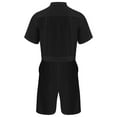 thumbnail image 4 of Haitryli Men's Rompers Solid Color Turn-Down Collar Short Sleeve Casual One Piece Overalls Black M, 4 of 6