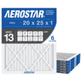 thumbnail image 2 of Aerostar 20x25x1 MERV 13 Air Filter, Pleated AC Furnace HVAC, Smoke Bacteria Allergy, 6 Pack, 2 of 8