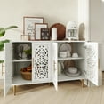 thumbnail image 2 of HLR 48" Accent Cabinet with 4 Doors, Vintage Hollow Carving Storage Credenza, Sideboards and Buffets Cabinet for Living Room, Kitchen, Dining Room, Entryway, 2 of 7