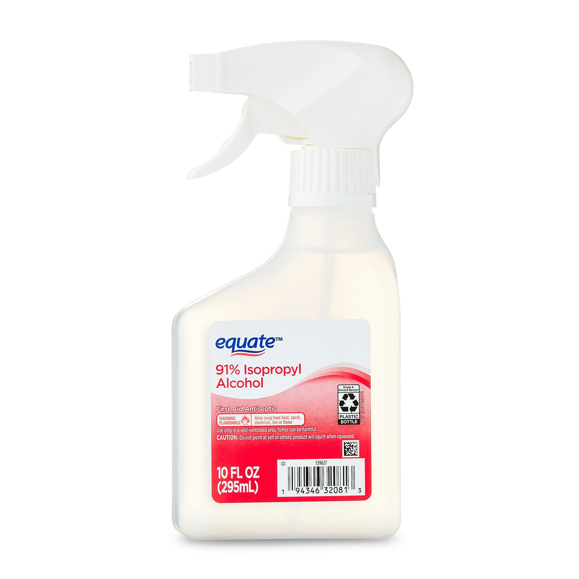 Equate 91% Isopropyl Alcohol First Aid Antiseptic, Topical Solution Spray, 10 fl oz