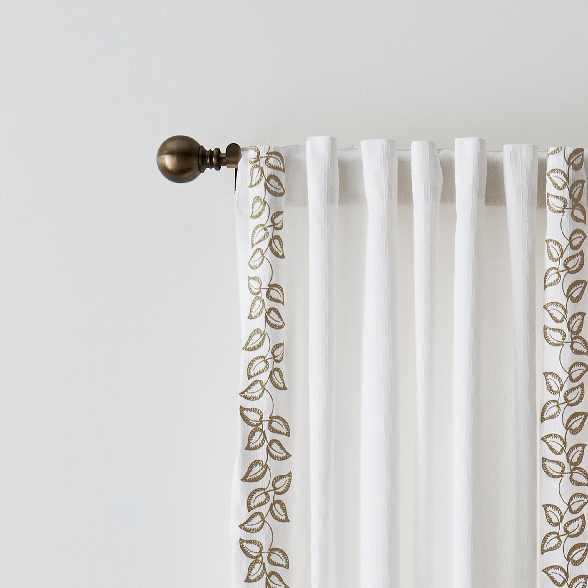 Martha Stewart Plume Curtain Panel Pair, Sage, Back Tab, Light Filtering, Indoor, Adult, 2 Piece Set, 50" x 84"