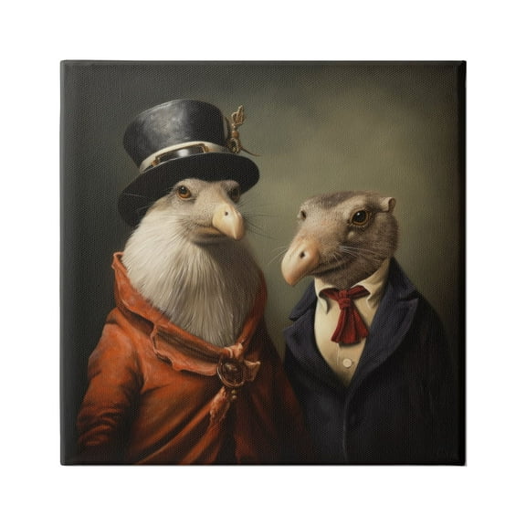 Stupell Industries Animal Couple Vintage Fashion Animals & Insects Painting Gallery Wrapped Canvas Art Print Wall Art, 17 x 17