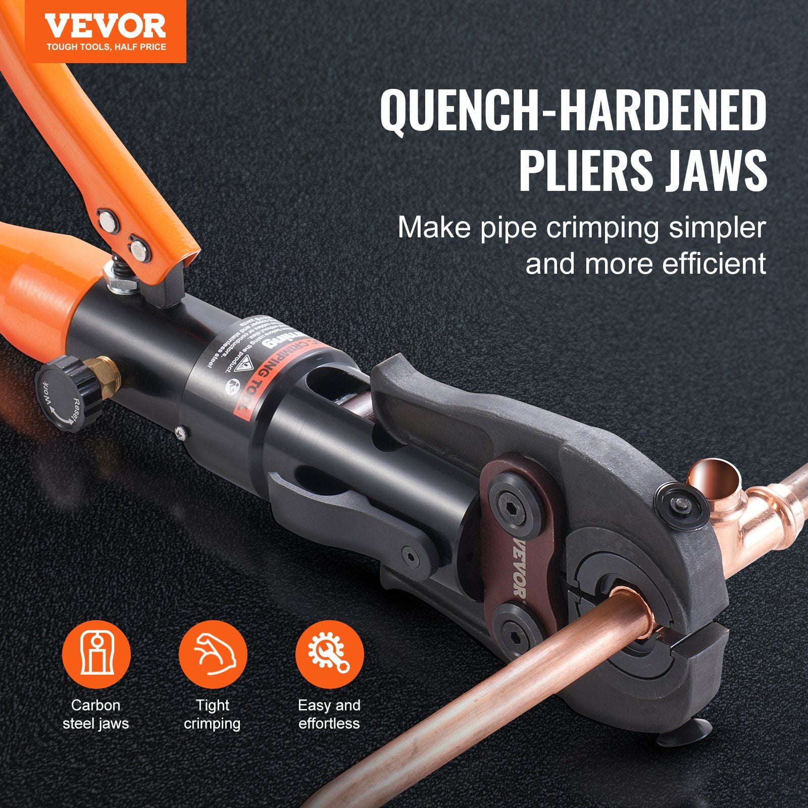 Hydraulic Pipe Crimping Tool Kit with Multi-Size Jaws for Copper & Pex Pipe