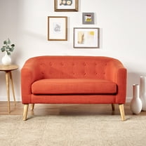 Noble House Bianca Fabric Mid Century Modern Loveseat,Muted Orange