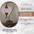 thumbnail image 6 of DEMMEX Authentic Turkish Lamp, Made in Turkey, Turkish Moroccan Mosaic Table Bedside Lamp, 100% Handcrafted, Antique Brass Color Metal Body and Decorated Metal Base, Gooseneck, 15" (Lilac), 6 of 8