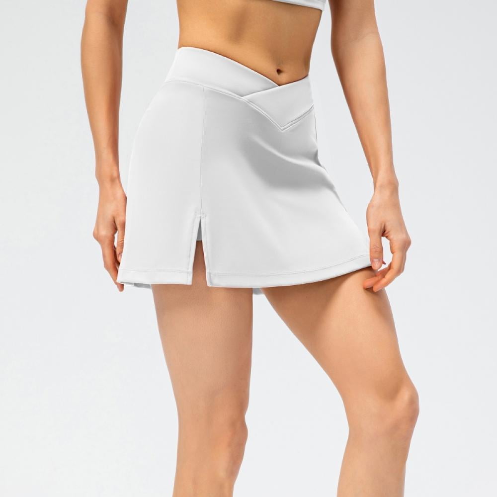 Women's Tennis Skirts Active V-shaped High Waist Athletic Short Skirts  Split Hem Running Workout Sports Skorts with Pockets - Walmart.com