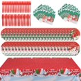 thumbnail image 2 of 121 Pcs Christmas Dinnerware Set, Christmas Party Supplies Tableware Set, Disposable Christmas Plates and Napkins Set Serves 24 Guests for Xmas Party Supplies, 2 of 7
