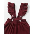 thumbnail image 7 of Infant Baby Girl Clothes Print Ruffle Romper + Strap Skirt + Headband Red 0-3 Months, 7 of 7