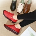 thumbnail image 5 of Womens Soft Leather Flat Loafers Comfortable Handmade Round Toe Non Slip Shoes Casual Driving Walking Shoes, 5 of 13