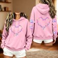 thumbnail image 5 of Women's Heart Printed Long Sleeve Hoodies Fall Fleece Lined Oversized Casual Graphic Pullover Hooded Sweatshirts S-XXL, 5 of 6
