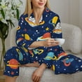 thumbnail image 4 of Wukai Planets and Stars Print Women's Pajama Set - Soft Long Sleeve Sleepwear for Comfort and Style-Small, 4 of 9