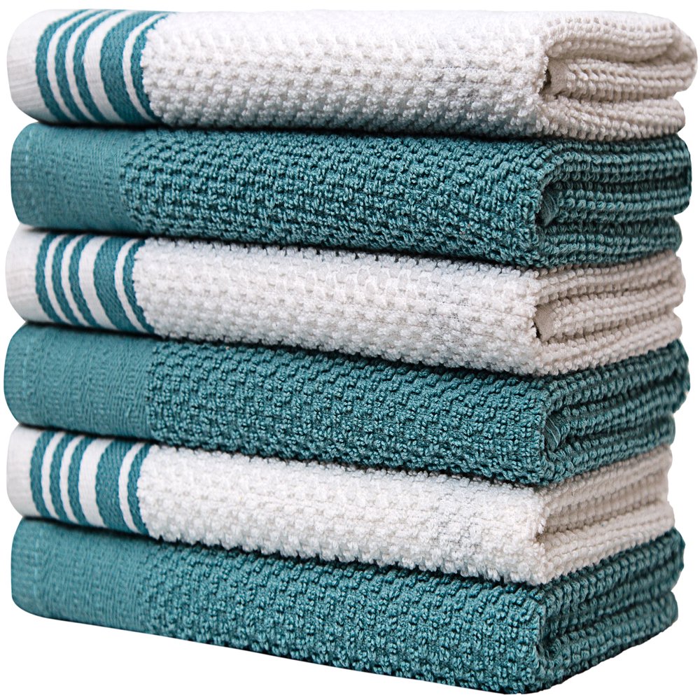 Premium Kitchen Towels (16”x 28”, 6 Pack) Large Cotton Kitchen Hand