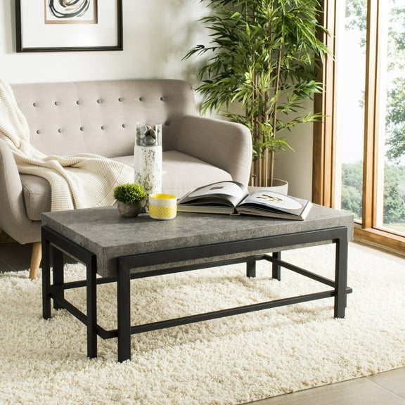 SAFAVIEH Oliver Rectangular Contemporary Coffee Table, Dark Grey