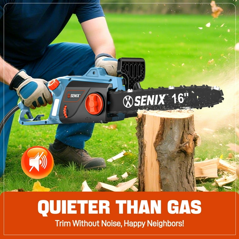 Senix 16-Inch 12Amp Electric Corded Chainsaw, Oregon Bar and Chain
