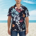 thumbnail image 4 of Balery Flowers ad Butterflies Print Men's Hawaiian Shirts Short Sleeve Beach Shirt Relaxed Fit Vacation Button Down Shirts-Small, 4 of 9