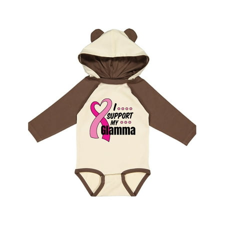 

Inktastic Breast Cancer Awareness I Support My Glamma with Pink Ribbon Gift Baby Boy or Baby Girl Long Sleeve Bodysuit