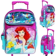 KBNL Disney The Little Mermaid Ariel 16"Large Rolling School Backpack Girl's Book Bag