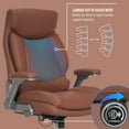 thumbnail image 6 of Shaq Tarvos Premium Ergonomic Big & Tall Office Chair, PureSoft Upholstery with Height Adjustable and Flip-Up Arms, Cognac Brown, 6 of 14