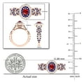 thumbnail image 5 of Dazzlingrock Collection 6X4mm Oval Garnet with Round Blue Sapphire & White Diamond Interweaving Double Halo Wedding Ring for Women in 10K Rose Gold, Size 7.5, 5 of 6