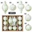 thumbnail image 3 of Light Green Embossed Vintage Christmas Ball Ornament Set Shatterproof Hanging Baubles for Xmas Tree Decor, 3 of 9