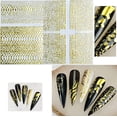 thumbnail image 2 of 6 Sheets Gold Nail Art Stickers Decal,Line Nail Stickers 3D Metallic Self-Adhesive Nail Decals Holographic Wave Stripe Lines French Nail Art Design for Women Acrylic Nails Supplies DIY Nail Decoration, 2 of 4