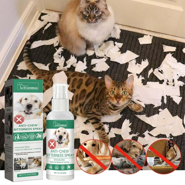 Spray Amargo para Perros | Spray Antimordeduras y Antirascado para Entrenamiento de Mascotas | Agente Antimordida para Muebles, Vendajes, Heridas | Ayuda para Corrección de Comportamiento | Botella