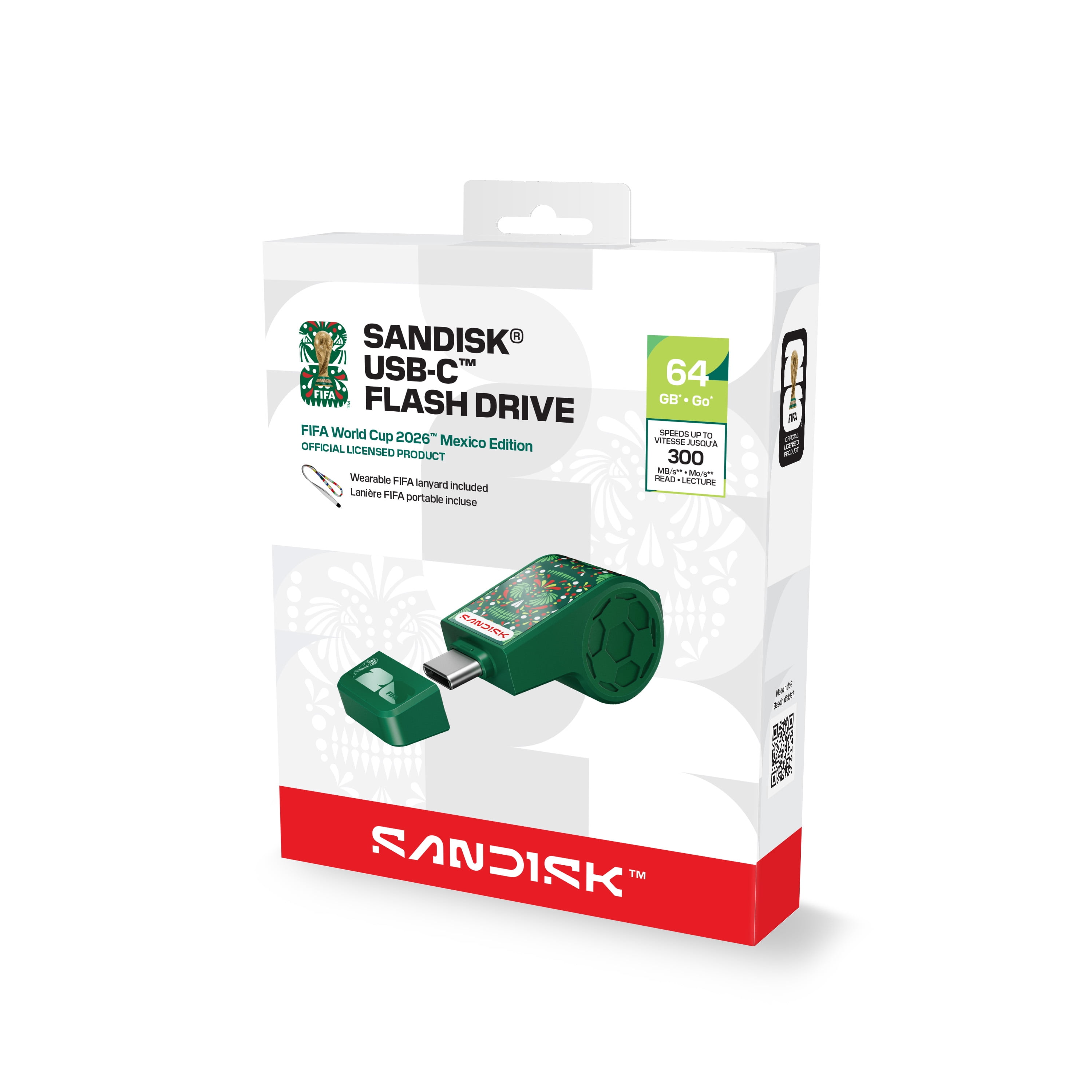SANDISK® USB-C™ FLASH DRIVE: FIFA WORLD CUP 2026™ EDITION,  64GB GREEN, MEXICO