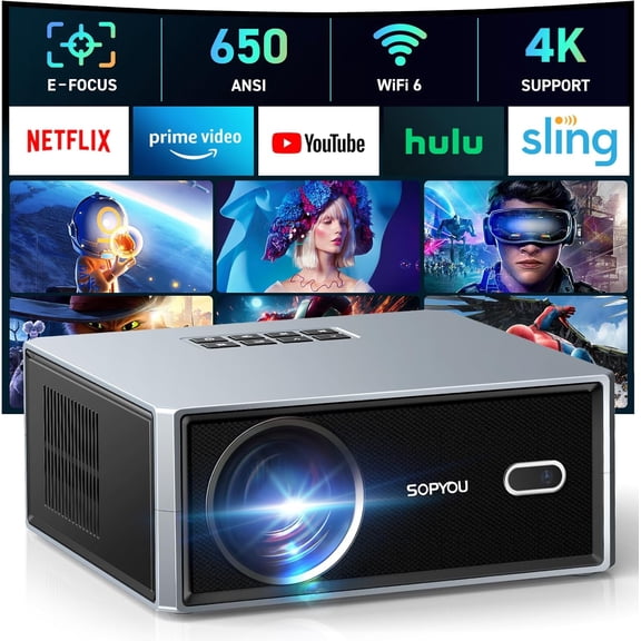 Native 1080P Projector with WiFi 6 & Bluetooth 5.4 Auto 6D Keystone Max 300" Screen