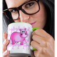 thumbnail image 2 of 3drose, Pink Hippopotamus, 11oz Two-tone Green Mug, 2 of 6