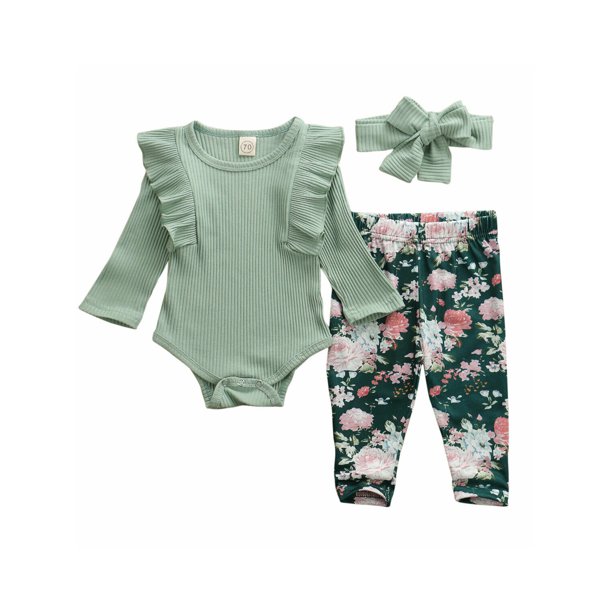 Emmababy Neugeborenes Baby Madchen Tops Strampler Floral Hosen Leggings Outfit Kleidung Walmart Com Walmart Com