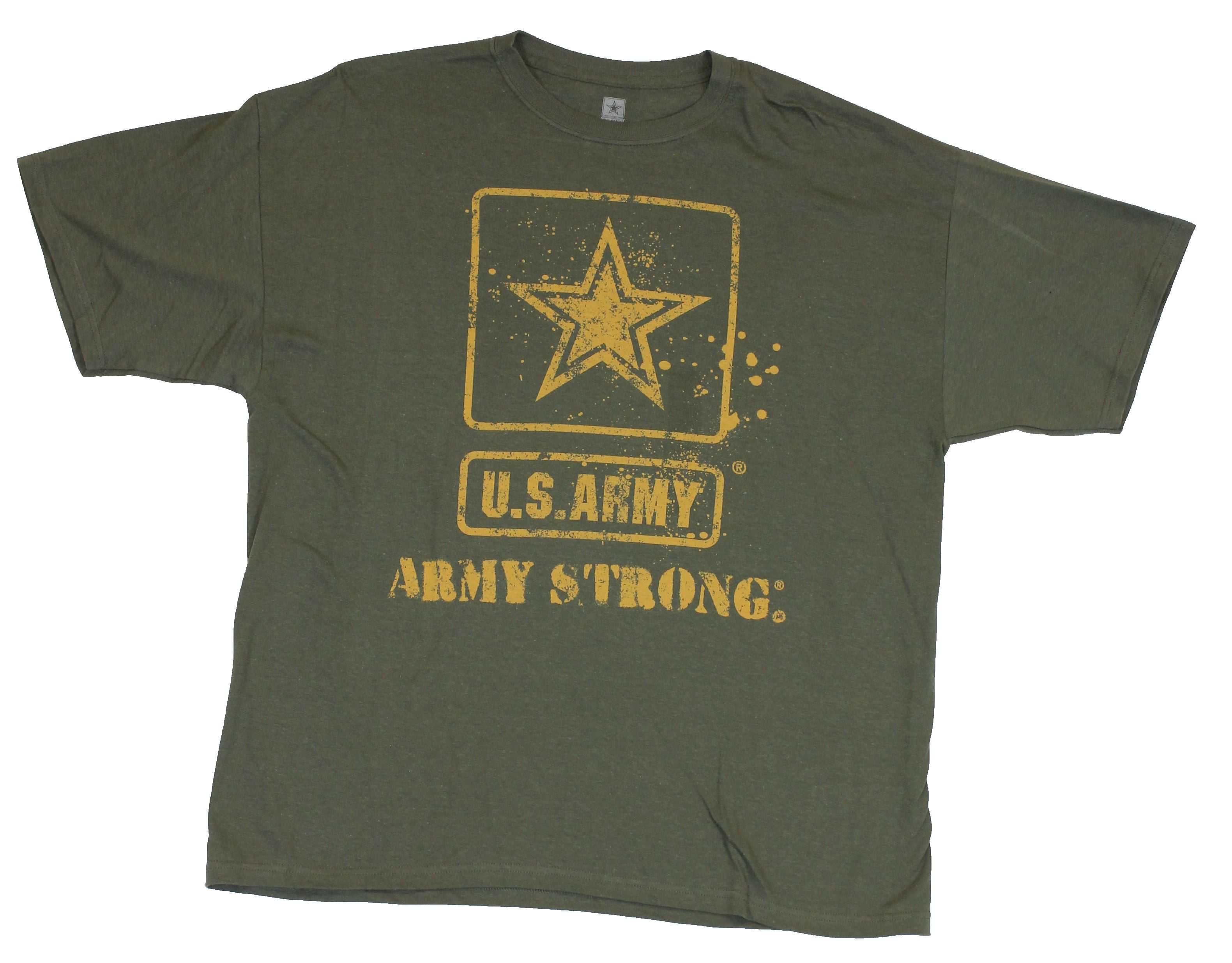 Army - Army US Army Mens T-Shirt - Army Strong Splatter Logo on Green ...