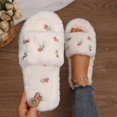 thumbnail image 3 of GPOECD Cute Slippers for Women Fuzzy Open Toe Bow Embroidery Slide Soft Non Warm Cozy Slippers for Winter., 3 of 4