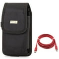thumbnail image 1 of USB-C to Type-C Red 6ft Long Cable w Rugged Case Belt Clip for Samsung Galaxy A73 5G,A53 5G,A33 5G,A13 5G,A03s Phones - PD Fast Charger Cord Power Wire, Holster Canvas Cover Pouch, 1 of 11
