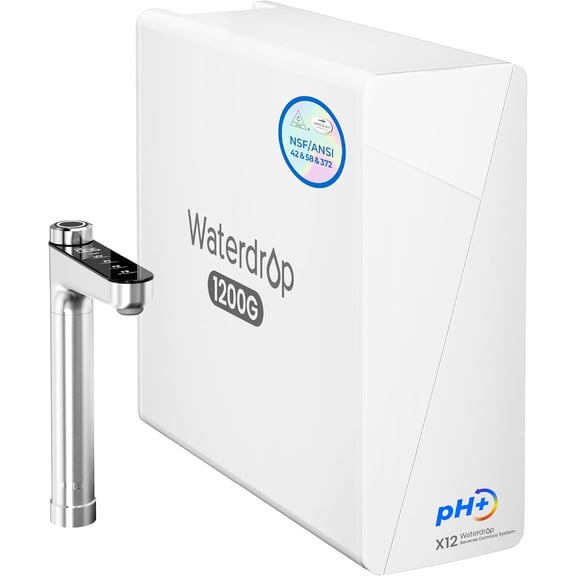 Restored Waterdrop X12-Alkaline Mineral pH+ Reverse Osmosis System, 1200 GPD, 11-Stage, 3:1 Pure to Drain, (Refurbished)