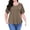 Brown, variant on Women's Plus Size Tops Short Sleeve Lace Jacquard Spliced Loose Fit Tunic Shirts Cross Rope V Neck Blouses, 2X