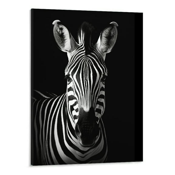 Creowell Modern Black and White Décor Canvas Wall Art,Animals Picture Prints,Zebra Painting Printed on Canvas,Wall Decoration 16x20 inch