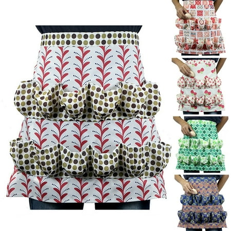 

Jiaroswwei Kitchen Farm Bird Print Two-row Eggs Collecting Gathering Apron Pocket Holder