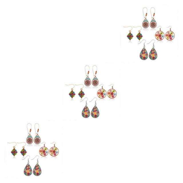 QualitChoice 4pair Vintage Drop Earrings Every Occasion Suitable Occasions Boho Earrings 3Set