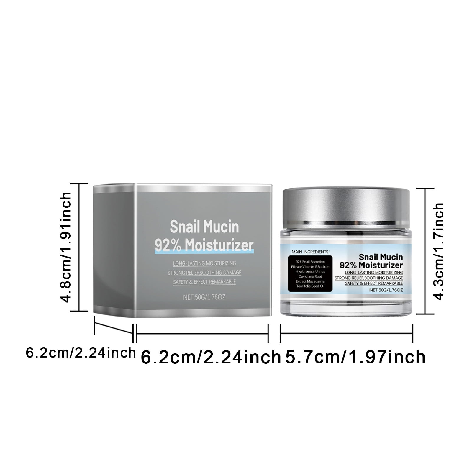 Alvantor Face Moisturizer 92% Snail Mucin Cream for Dull Skin, Fine Lines & Firming - 1.76oz