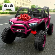 24V 4WD Ride on UTV Toys for Kids w/Parent Remote Control, 2 Seater  7AH Kids Battery Powered Vehicles, Bluetooth Spring Suspension, Storage for Gift,Pink