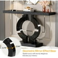 thumbnail image 5 of Tribesigns 43-Inch Mirrored Console Table, Modern Black Entryway Table with O-Shaped Base, Glass Sofa Table with Mirror Finish for Living Room Hallway Entrance, 5 of 5