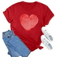 thumbnail image 4 of RKSTN Valentine's Day Gift Women's Cotton T Shirts Oversized Crewneck Valentine Printed Short Sleeve Shirt Pullover Top Womens Casual Graphic Print Round Neck Plus Size Loose Comfy Summer Tee Shirt, 4 of 8