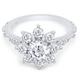 thumbnail image 3 of 1 2/3 ct. t.w 6.5MM Round Cut Lab Created Moissanite Diamond Halo Flower Wedding Engagement Ring For Women In 14K Solid White Gold (G-H Color, VVS1 Clarity, 1.65 Cttw)-5.5, 3 of 7