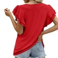 thumbnail image 5 of Mittory Womens Plus Size T Shirt V Neck Loose Fit Ruffle Sleeve Summer Hollow Casual Tops Blouse, 5 of 8