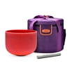 TOPFUND Red B Note Crystal Singing Bowl Solar Plexus Chakra 10 inch with Heavy Duty Singing Bowl Crystal Carrying Case and Singing Bowl Suede Striker